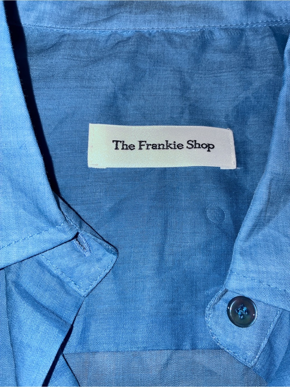 The Frankie Shop Blue Marine Linen Button Down Shirt - Picture 4 of 7